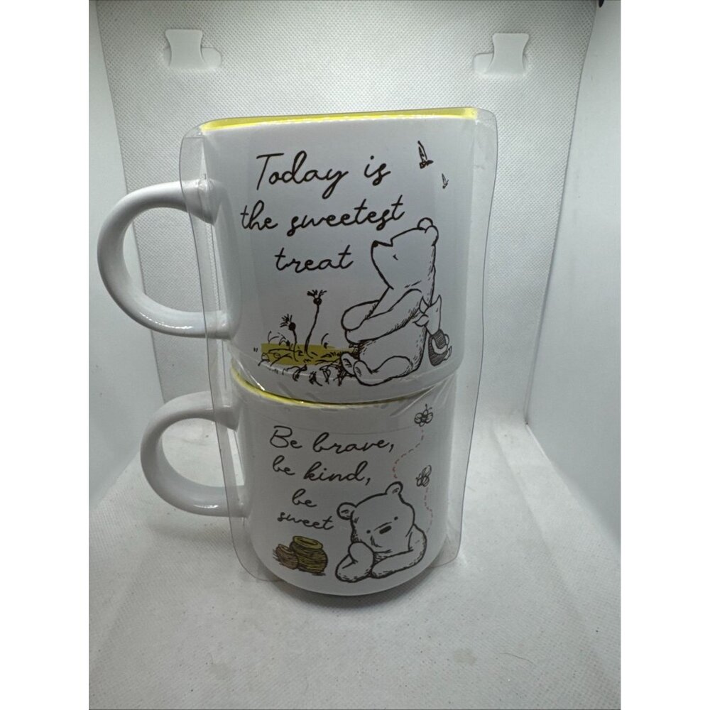 Disney Winnie the Pooh "Sweet & Kind" Quote Ceramic Mug Set of 2 NW